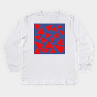 Red Corn Chips on Blue Kids Long Sleeve T-Shirt